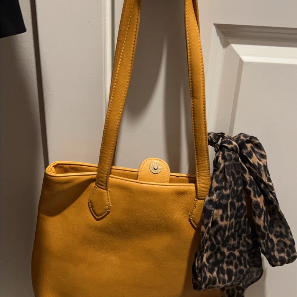 Mustard Yellow Shoulder Bag with Structured Shape and Long Strap - Target